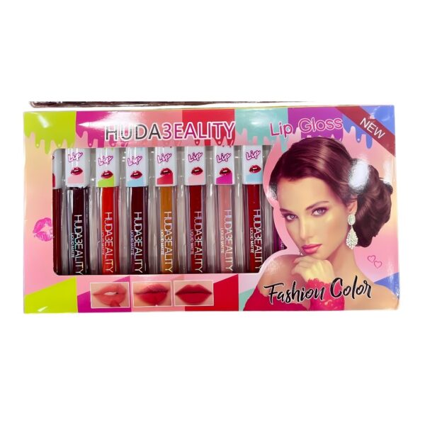 Huda3eality Fashion Color Lip Gloss Set Long Lasting Shades open