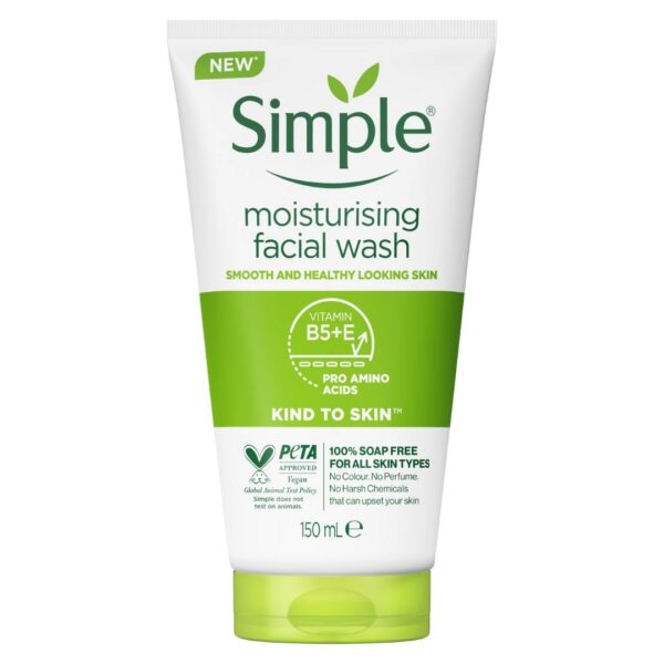 Simple Moisturising Facial Wash with Vitamin B5 and E for Healthy Skin 150ml