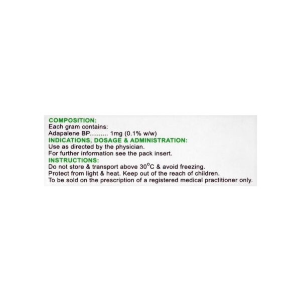 ATCO Adapco Cream 15g (Adapalene Cream BP) Box back side