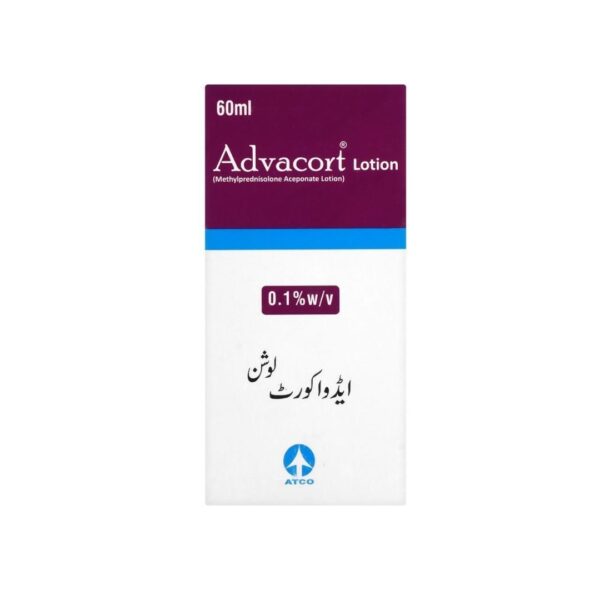 ATCO Advacort Lotion 60ml (Methylprednisolone Aceponate 0.1%) Front side of the box