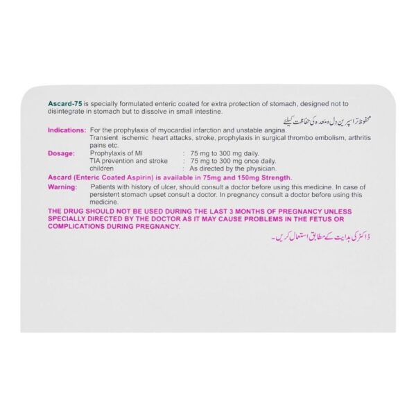 ATCO Ascard Tablets 75mg, 1-Strip Back