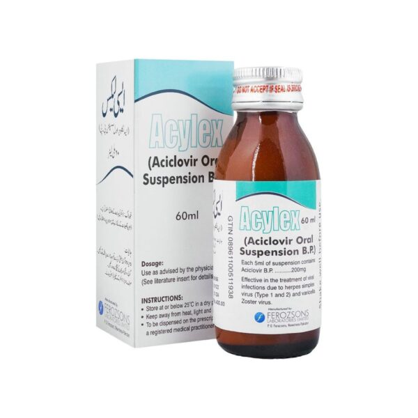 Ferozsons Acylex Suspension 60ml (Aciclovir Oral Suspension B.P. 200mg5ml)