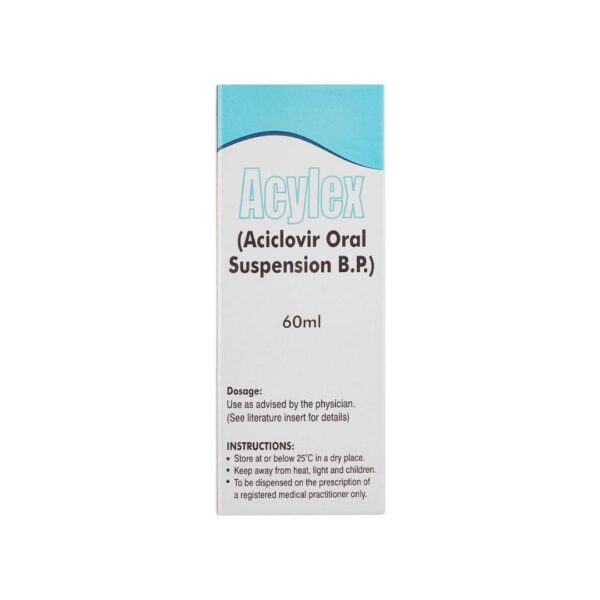 Ferozsons Acylex Suspension 60ml (Aciclovir Oral Suspension B.P. 200mg5ml) Front side