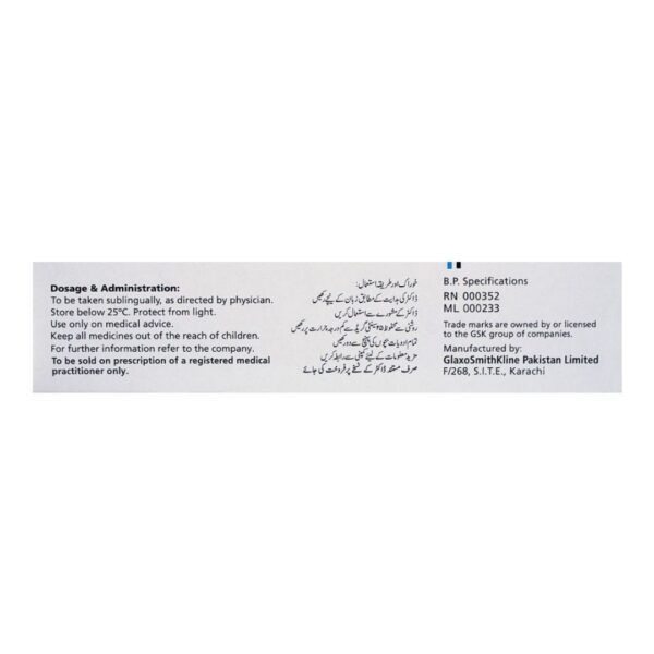 GSK Angised Tablets, 0.5mg, 1-Strip Back Box