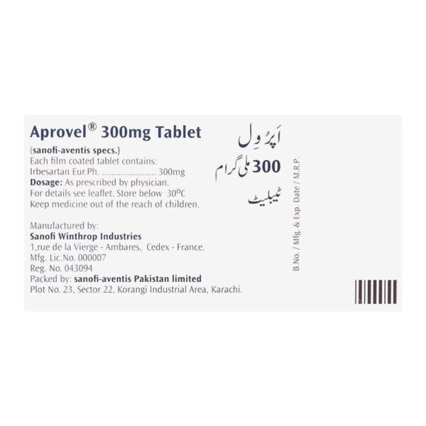 Sanofi Aprovel Tablets 300mg, 28-pack Back