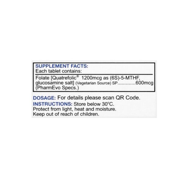 Adfolic OD 600mcg Tablets 30-Pack PharmEvo Back box