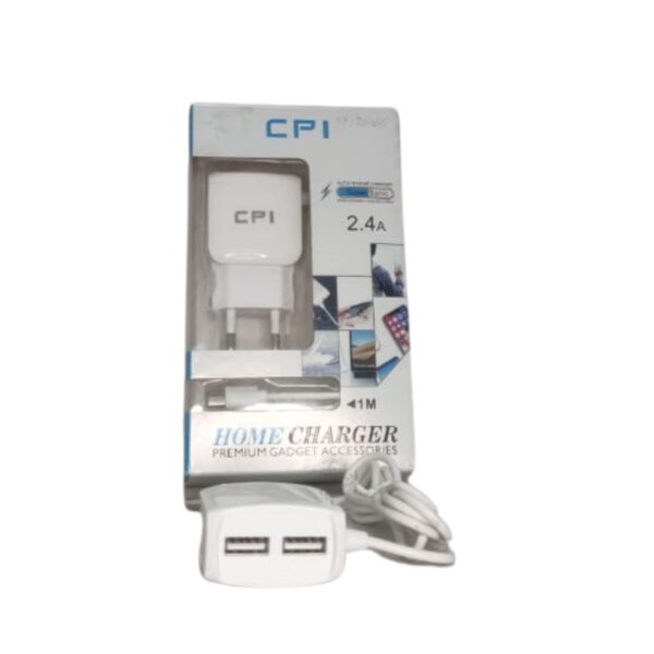 CPI 2.4A Dual USB Home Charger with Cable – Fast Charging Adapter