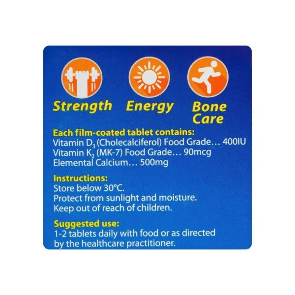 Getz Pharma Agnar Tablets (Calcium, Vitamin D & Minerals) – 30 Pack Back side of the box