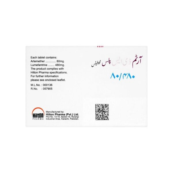 Hilton Pharma Artem DS Plus 80480mg Tablets – 6 Pack BAck side of the box