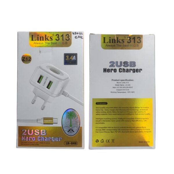 Links 313 3.4A 2USB Hero Fast Charger with Safety Protection