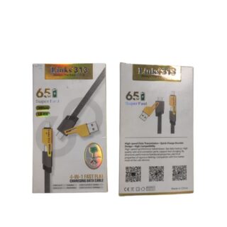 Links 313 65W Super Fast 4-in-1 Flat Charging Data Cable – 1000mm
