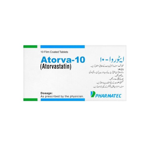 Pharmatec Atorva-10 10mg Tablets – 10 Pack (Atorvastatin) Front