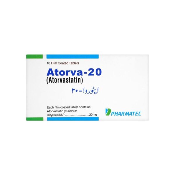 Pharmatec Atorva-20 20mg Tablets – 10 Pack (Atorvastatin) Front