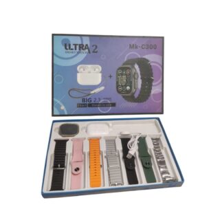 Ultra 2 Mk-C300 Smartwatch 11-in-1 Combo with Straps & Earbuds
